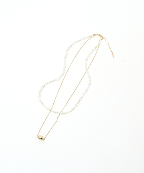 abahouse mavie（アバハウスマヴィ）の「パール＆ワントップチェーン２連ネックレス（ネックレス・レディース・ゴールド・フリー）」の2枚目の写真