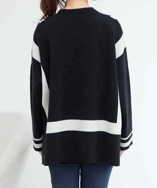 Chez toi（シェトワ）の「配色ラインポンチョニット（ニット/セーター・レディース・ブラック/グレー/ブルー・FREE）」の21枚目の写真