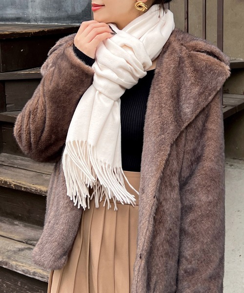 ROYAL PARTY（ロイヤルパーティー）の「ベーシックストール（ストール/ショール・レディース・ブラック/ライトグレー/ボルドー/オフホワイト/ピンク・FREE）」の2枚目の写真