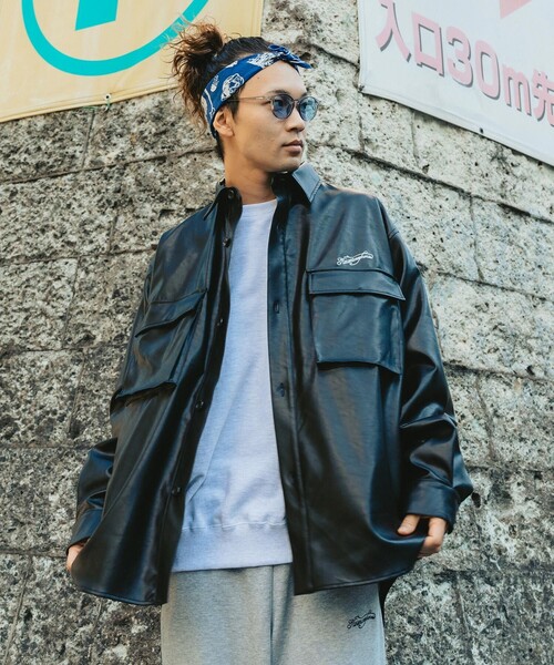 NineMicrophones（ナインマイクロフォンズ）の「FAKE LEATHER SHIRT JKT（シャツ/ブラウス・メンズ・ブラック・MEDIUM/LARGE）」の7枚目の写真