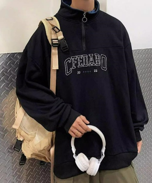 Anchor Smith(アンカー スミス)の「カレッジロゴ配色ハーフジップ ビッグシルエットスウェット(スウェット・メンズ・ブラック/グレー/ブルー・M/L/XL)」の17枚目の写真