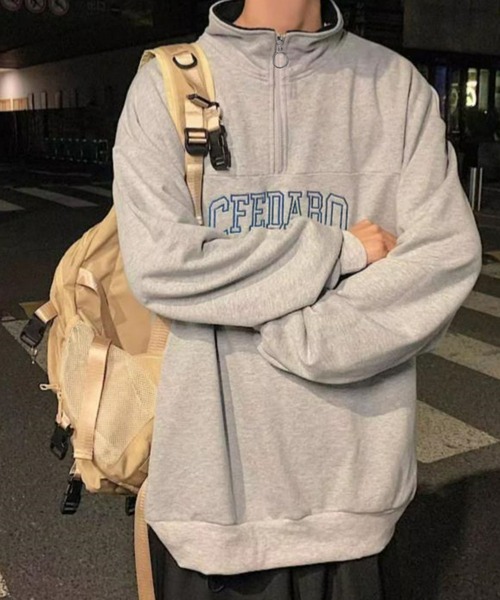 Anchor Smith(アンカー スミス)の「カレッジロゴ配色ハーフジップ ビッグシルエットスウェット(スウェット・メンズ・ブラック/グレー/ブルー・M/L/XL)」の12枚目の写真