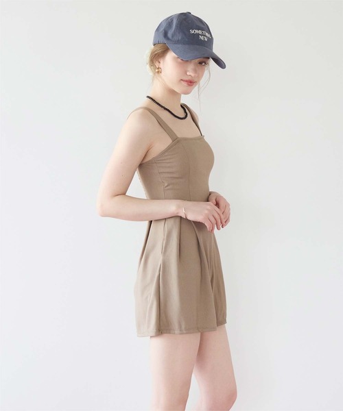 SEA DRESS(シードレス)の「チェック素材ロンパース/ワンピース/セット水着(水着・レディース・オフホワイト/ブラウン/ブラック/グレイッシュベージュ・S/L/M/LL)」の4枚目の写真