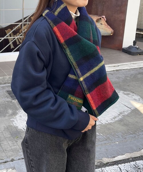 TWEED MILL(ツイードミル)の「【TWEEDMILL/ツィードミル】リバーチェックティペット大(ストール/ショール・レディース・ホワイト系その他2/ブルー系その他/ブラック系その他/レッド系その他・FREE)」の4枚目の写真