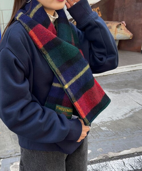 TWEED MILL(ツイードミル)の「【TWEEDMILL/ツィードミル】リバーチェックティペット大(ストール/ショール・レディース・ホワイト系その他2/ブルー系その他/ブラック系その他/レッド系その他・FREE)」の6枚目の写真