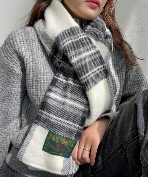 TWEED MILL(ツイードミル)の「【TWEEDMILL/ツィードミル】リバーチェックティペット大(ストール/ショール・レディース・ホワイト系その他2/ブルー系その他/ブラック系その他/レッド系その他・FREE)」の7枚目の写真