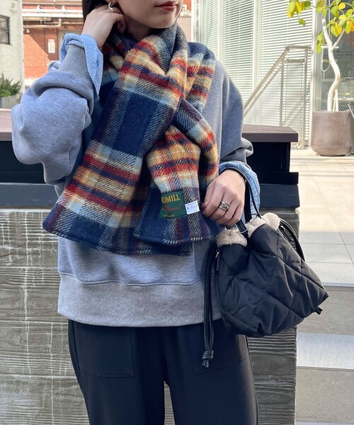 TWEED MILL(ツイードミル)の「【TWEEDMILL/ツィードミル】リバーチェックティペット大(ストール/ショール・レディース・ホワイト系その他2/ブルー系その他/ブラック系その他/レッド系その他・FREE)」の9枚目の写真