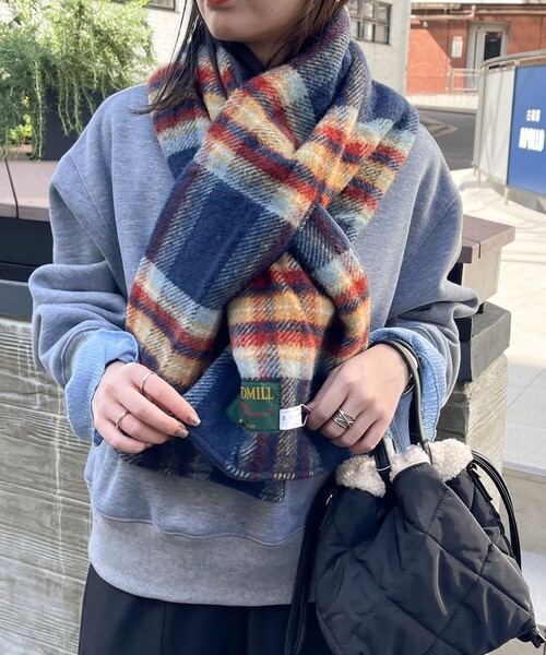 TWEED MILL(ツイードミル)の「【TWEEDMILL/ツィードミル】リバーチェックティペット大(ストール/ショール・レディース・ホワイト系その他2/ブルー系その他/ブラック系その他/レッド系その他・FREE)」の10枚目の写真
