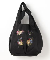 「glanta」クロスステッチMIXフラワー刺繍リボンバッグ