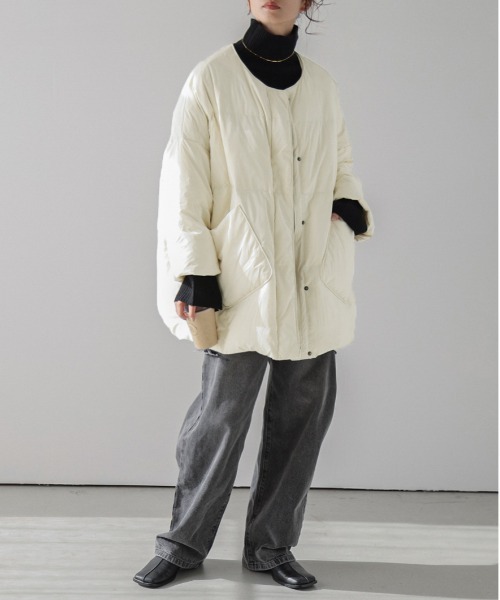 La-gemme（ラジェム）の「ストール付きダウンコート（ダウンジャケット/コート・レディース・アイボリー/ブラック/ベージュ・フリー）」の5枚目の写真