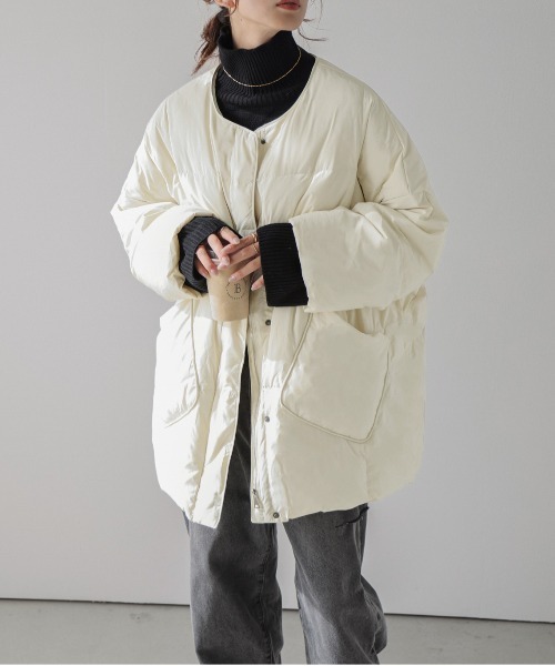 La-gemme（ラジェム）の「ストール付きダウンコート（ダウンジャケット/コート・レディース・アイボリー/ブラック/ベージュ・フリー）」の6枚目の写真