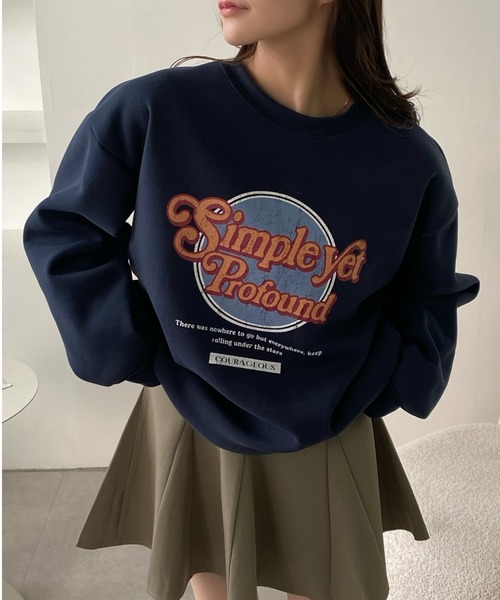 Ada.（エイダ）の「裏起毛 サークル ロゴ プリント スウェット（スウェット・レディース・ネイビー/アイボリー/チャコールグレー・M/L）」の3枚目の写真