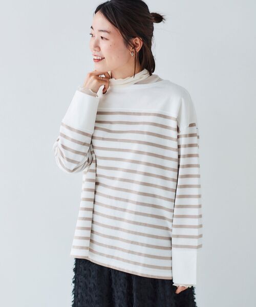 le.coeur blanc(ルクールブラン)の「ボーダーキリカエパネルカットソー(Tシャツ/カットソー・レディース・ブルー系その他3/ベージュ系その他2・38)」の1枚目の写真