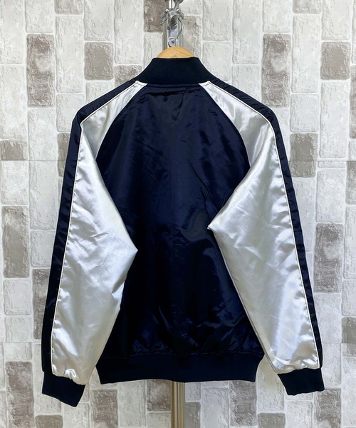 TopIsm（トップイズム）の「袖配色切替 無地 サテンスカジャン（スカジャン・メンズ・ダークグリーン/ブラック/ブルー/ネイビー・L/M/XL）」の5枚目の写真