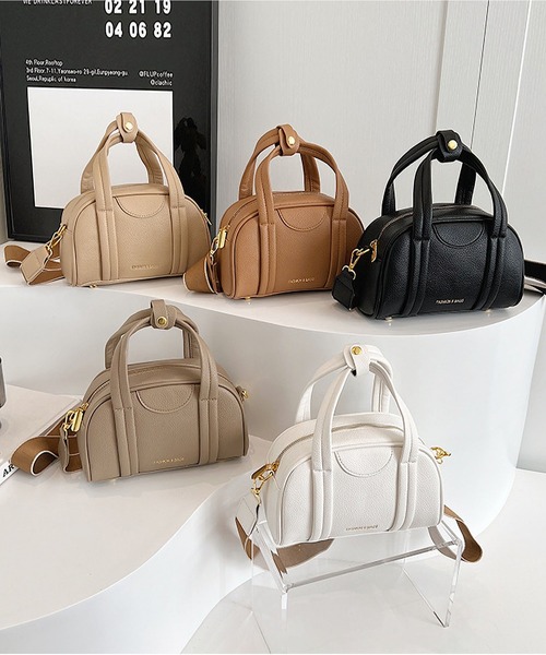 ohga ボストンバッグ　別売ショルダー付　ベージュ MINI BOSTON BAG | OHGA