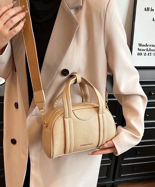 ohga ボストンバッグ　別売ショルダー付　ベージュ MINI BOSTON BAG | OHGA
