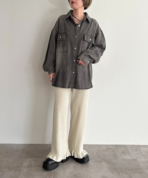 apres jour mignon(アプレジュールミニョン)の「ラメニットフリルパンツ【ZOZOTOWN限定アイテム】(その他パンツ・レディース・ブルー/ネイビー/パープル/ブラック/アイボリー・X-LARGE/MEDIUM/SMALL)」の11枚目の写真