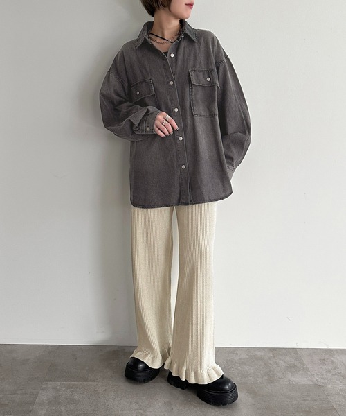 apres jour mignon(アプレジュールミニョン)の「ラメニットフリルパンツ【ZOZOTOWN限定アイテム】(その他パンツ・レディース・ブルー/ネイビー/パープル/ブラック/アイボリー・X-LARGE/MEDIUM/SMALL)」の12枚目の写真