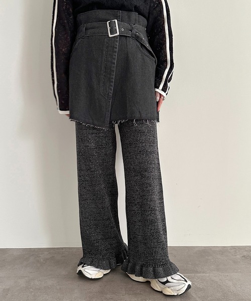 apres jour mignon(アプレジュールミニョン)の「ラメニットフリルパンツ【ZOZOTOWN限定アイテム】(その他パンツ・レディース・ブルー/ネイビー/パープル/ブラック/アイボリー・X-LARGE/MEDIUM/SMALL)」の15枚目の写真