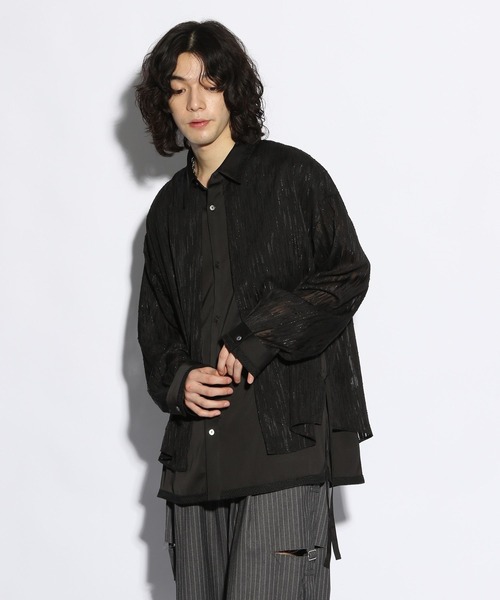 HARE（ハレ）の「シアーレイヤードオーバーシャツ(HARE)（シャツ/ブラウス・メンズ・ブラック系その他/グレー/ブラック・SMALL/MEDIUM）」の21枚目の写真