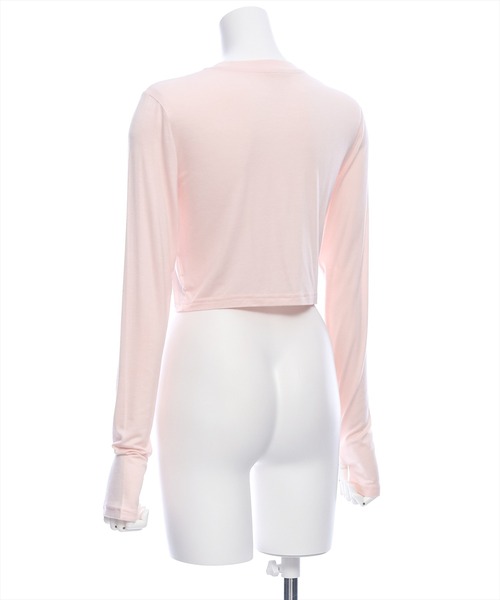 clear(クリア)の「ストーンロゴ長袖カットソートップス/ショート丈ロンT(Tシャツ/カットソー・レディース・オフホワイト/ブラック/ピンク・F)」の6枚目の写真