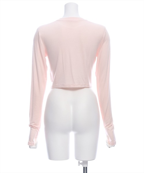 clear(クリア)の「ストーンロゴ長袖カットソートップス/ショート丈ロンT(Tシャツ/カットソー・レディース・オフホワイト/ブラック/ピンク・F)」の7枚目の写真