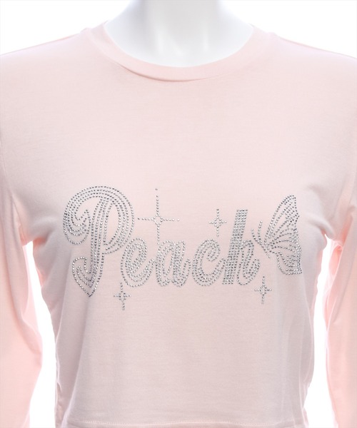 clear(クリア)の「ストーンロゴ長袖カットソートップス/ショート丈ロンT(Tシャツ/カットソー・レディース・オフホワイト/ブラック/ピンク・F)」の9枚目の写真
