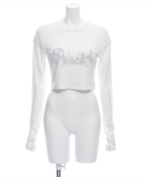 clear(クリア)の「ストーンロゴ長袖カットソートップス/ショート丈ロンT(Tシャツ/カットソー・レディース・オフホワイト/ブラック/ピンク・F)」の20枚目の写真