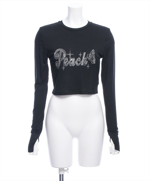 clear(クリア)の「ストーンロゴ長袖カットソートップス/ショート丈ロンT(Tシャツ/カットソー・レディース・オフホワイト/ブラック/ピンク・F)」の22枚目の写真