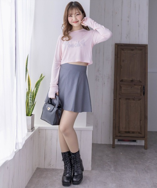 clear(クリア)の「ストーンロゴ長袖カットソートップス/ショート丈ロンT(Tシャツ/カットソー・レディース・オフホワイト/ブラック/ピンク・F)」の17枚目の写真