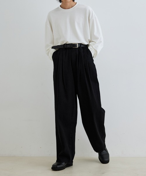 ADAM ET ROPE'（アダムエロペ）の「デニム 3タック ワイド スラックス / サステナブル（デニムパンツ・メンズ・ブラック系その他/ネイビー・L/S/M）」の6枚目の写真