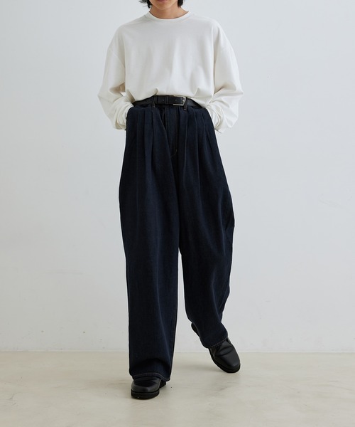 ADAM ET ROPE'（アダムエロペ）の「デニム 3タック ワイド スラックス / サステナブル（デニムパンツ・メンズ・ブラック系その他/ネイビー・L/S/M）」の8枚目の写真