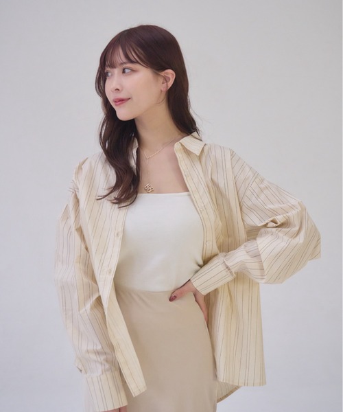 mellowneon（メロウネオン）の「ストライプシャツ＆チュールシャツセット / 3way / マルチウェイ（シャツ/ブラウス・レディース・アイボリー/ホワイト/ベージュ・FREE）」の15枚目の写真