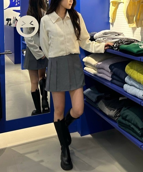 3.3 Field Trip （3.3フィールドトリップ）の「3.3 Field Trip／ステッチミニスカート 2101903（スカート・レディース・ブラック/グレー/ベージュ・FREE）」の7枚目の写真