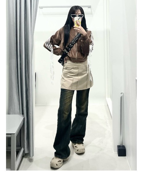 3.3 Field Trip （3.3フィールドトリップ）の「3.3 Field Trip／ステッチミニスカート 2101903（スカート・レディース・ブラック/グレー/ベージュ・FREE）」の9枚目の写真