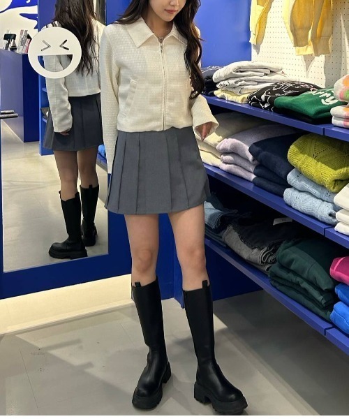 3.3 Field Trip （3.3フィールドトリップ）の「3.3 Field Trip／ステッチミニスカート 2101903（スカート・レディース・ブラック/グレー/ベージュ・FREE）」の8枚目の写真