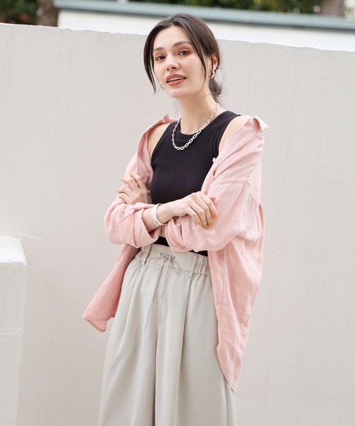 BAYFLOW(ベイフロー)の「リネンシャツ24(シャツ/ブラウス・レディース・オフホワイト/ブルー/ブラウン/ピンク/ネイビー/イエロー・SMALL/MEDIUM)」の6枚目の写真