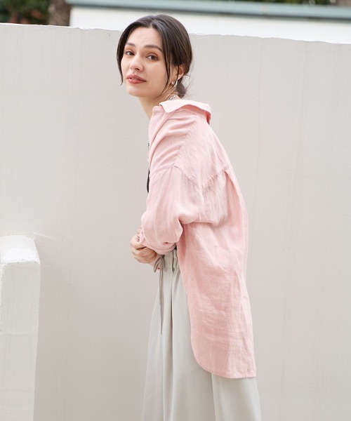 BAYFLOW(ベイフロー)の「リネンシャツ24(シャツ/ブラウス・レディース・オフホワイト/ブルー/ブラウン/ピンク/ネイビー/イエロー・SMALL/MEDIUM)」の15枚目の写真