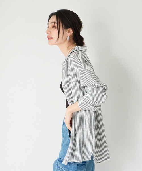 BAYFLOW(ベイフロー)の「リネンシャツ24(シャツ/ブラウス・レディース・オフホワイト/ブルー/ブラウン/ピンク/ネイビー/イエロー・SMALL/MEDIUM)」の11枚目の写真