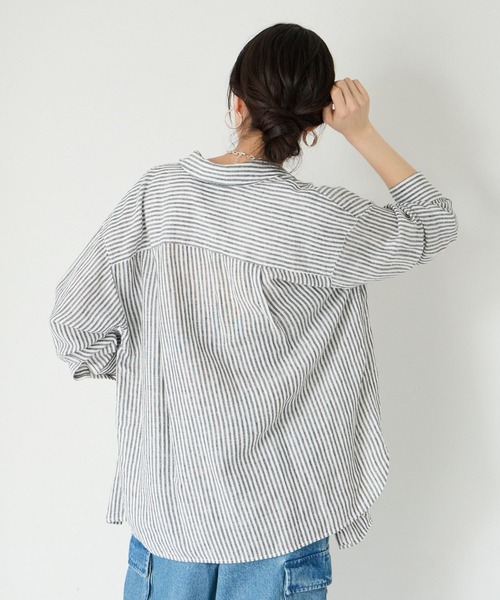 BAYFLOW(ベイフロー)の「リネンシャツ24(シャツ/ブラウス・レディース・オフホワイト/ブルー/ブラウン/ピンク/ネイビー/イエロー・SMALL/MEDIUM)」の10枚目の写真