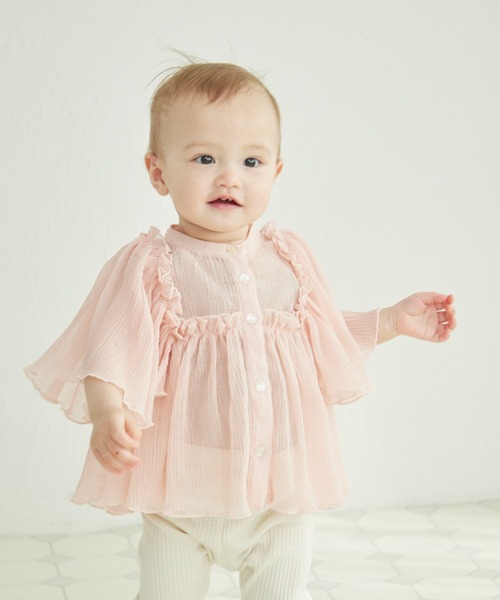 pairmanon(ペアマノン)の「袖ボリューム スタンドネック シアーブラウス(シャツ/ブラウス・キッズ・ネイビー/ピンク系その他/アイボリー・90/80/150/140/120/130/100/110)」の3枚目の写真