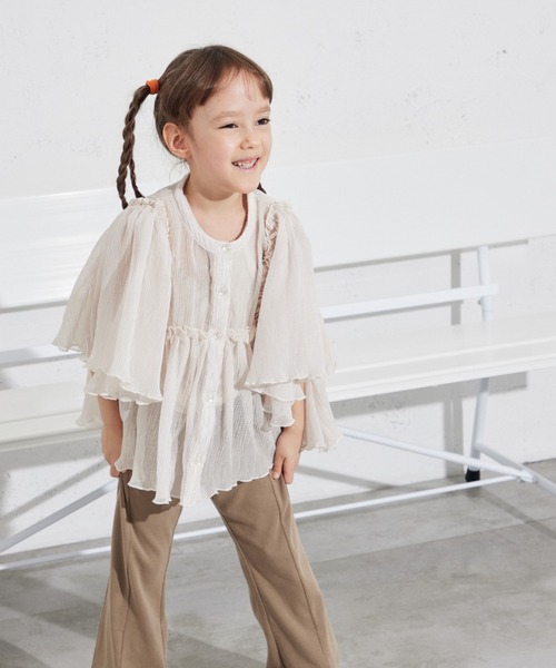 pairmanon(ペアマノン)の「袖ボリューム スタンドネック シアーブラウス(シャツ/ブラウス・キッズ・ネイビー/ピンク系その他/アイボリー・90/80/150/140/120/130/100/110)」の4枚目の写真