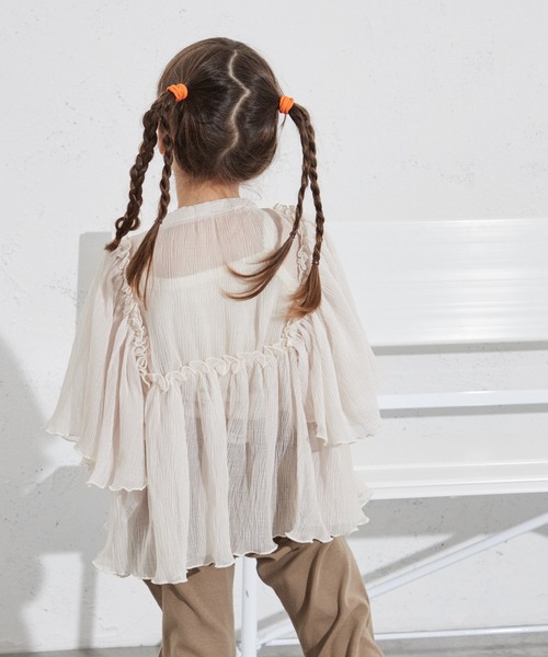 pairmanon(ペアマノン)の「袖ボリューム スタンドネック シアーブラウス(シャツ/ブラウス・キッズ・ネイビー/ピンク系その他/アイボリー・90/80/150/140/120/130/100/110)」の5枚目の写真