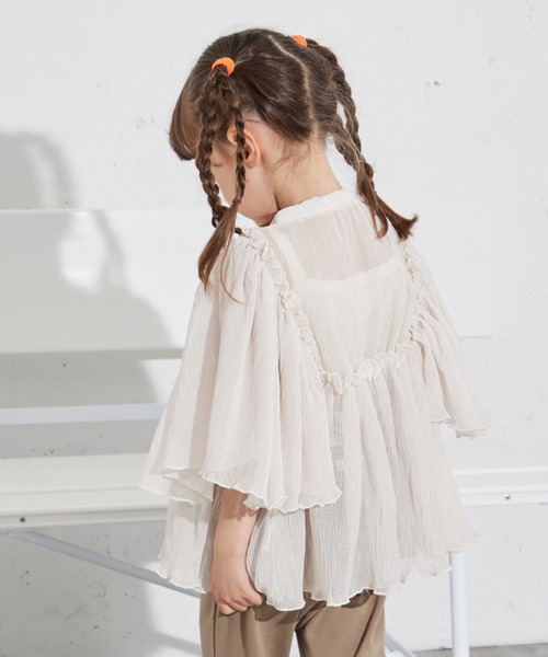 pairmanon(ペアマノン)の「袖ボリューム スタンドネック シアーブラウス(シャツ/ブラウス・キッズ・ネイビー/ピンク系その他/アイボリー・90/80/150/140/120/130/100/110)」の7枚目の写真