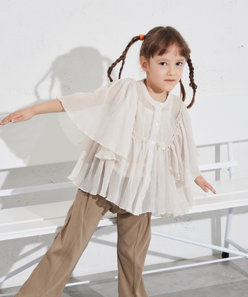 pairmanon(ペアマノン)の「袖ボリューム スタンドネック シアーブラウス(シャツ/ブラウス・キッズ・ネイビー/ピンク系その他/アイボリー・90/80/150/140/120/130/100/110)」の8枚目の写真