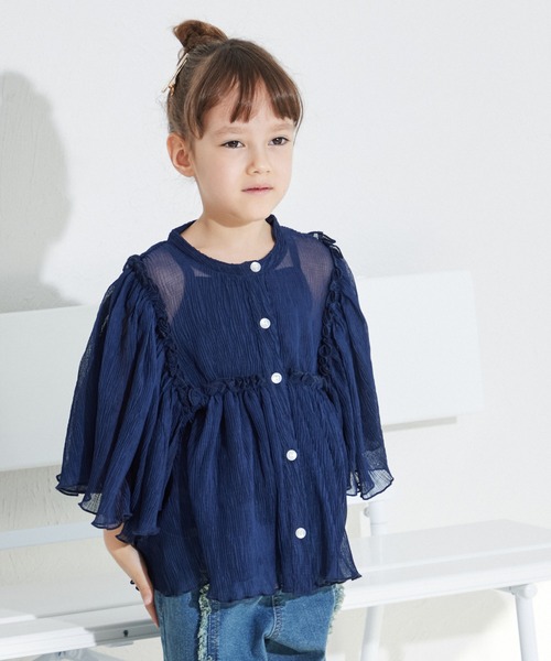 pairmanon(ペアマノン)の「袖ボリューム スタンドネック シアーブラウス(シャツ/ブラウス・キッズ・ネイビー/ピンク系その他/アイボリー・90/80/150/140/120/130/100/110)」の11枚目の写真