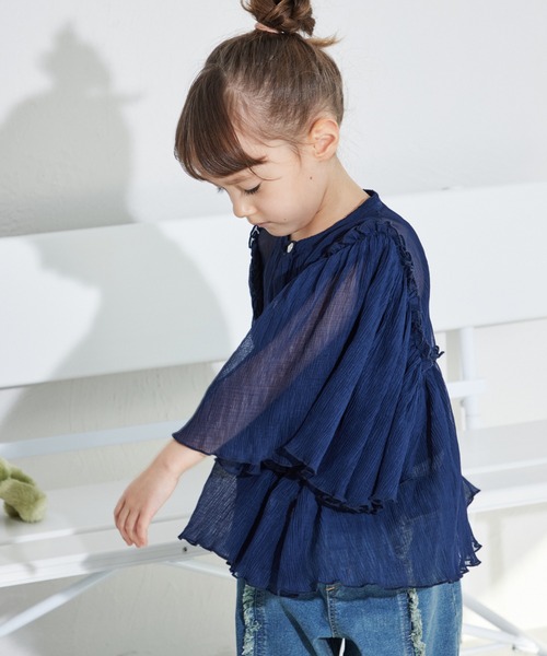 pairmanon(ペアマノン)の「袖ボリューム スタンドネック シアーブラウス(シャツ/ブラウス・キッズ・ネイビー/ピンク系その他/アイボリー・90/80/150/140/120/130/100/110)」の13枚目の写真