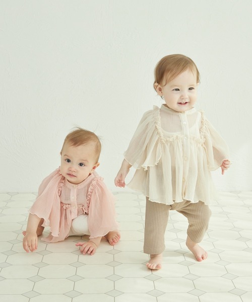 pairmanon(ペアマノン)の「袖ボリューム スタンドネック シアーブラウス(シャツ/ブラウス・キッズ・ネイビー/ピンク系その他/アイボリー・90/80/150/140/120/130/100/110)」の14枚目の写真