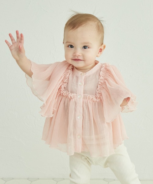 pairmanon(ペアマノン)の「袖ボリューム スタンドネック シアーブラウス(シャツ/ブラウス・キッズ・ネイビー/ピンク系その他/アイボリー・90/80/150/140/120/130/100/110)」の16枚目の写真