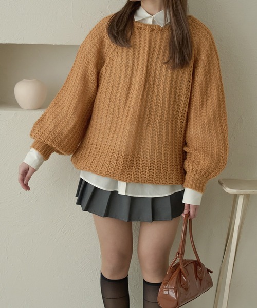 セール】multi way ribbon mesh knit / マルチウェイリボン